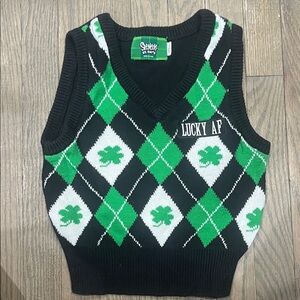 Spencer's Green and Black Festive Sweater Vest